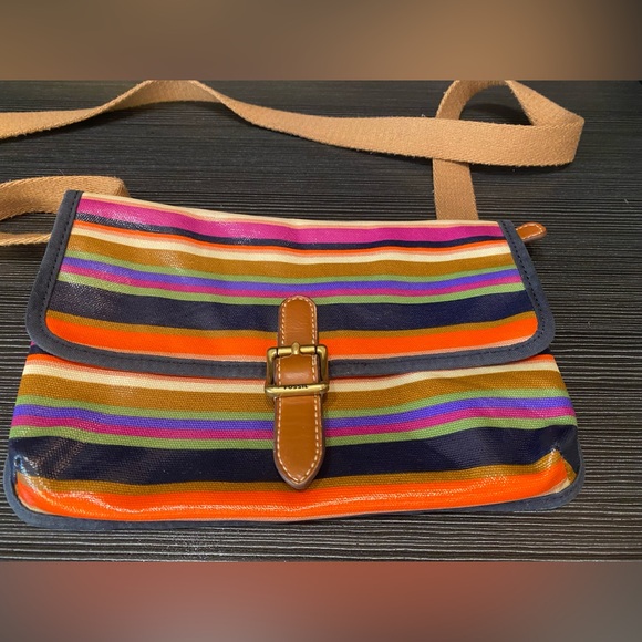Fossil Crossbody Coated Canvas Multicolor Striped Purse - Picture 3 of 13
